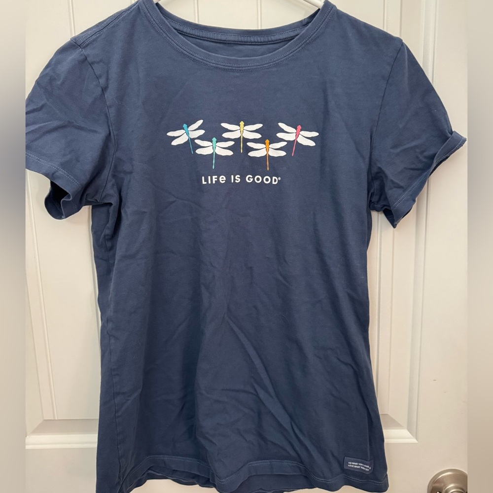 Life Is Good women’s  Dragonfly Graphic Tee navy blue size medium B